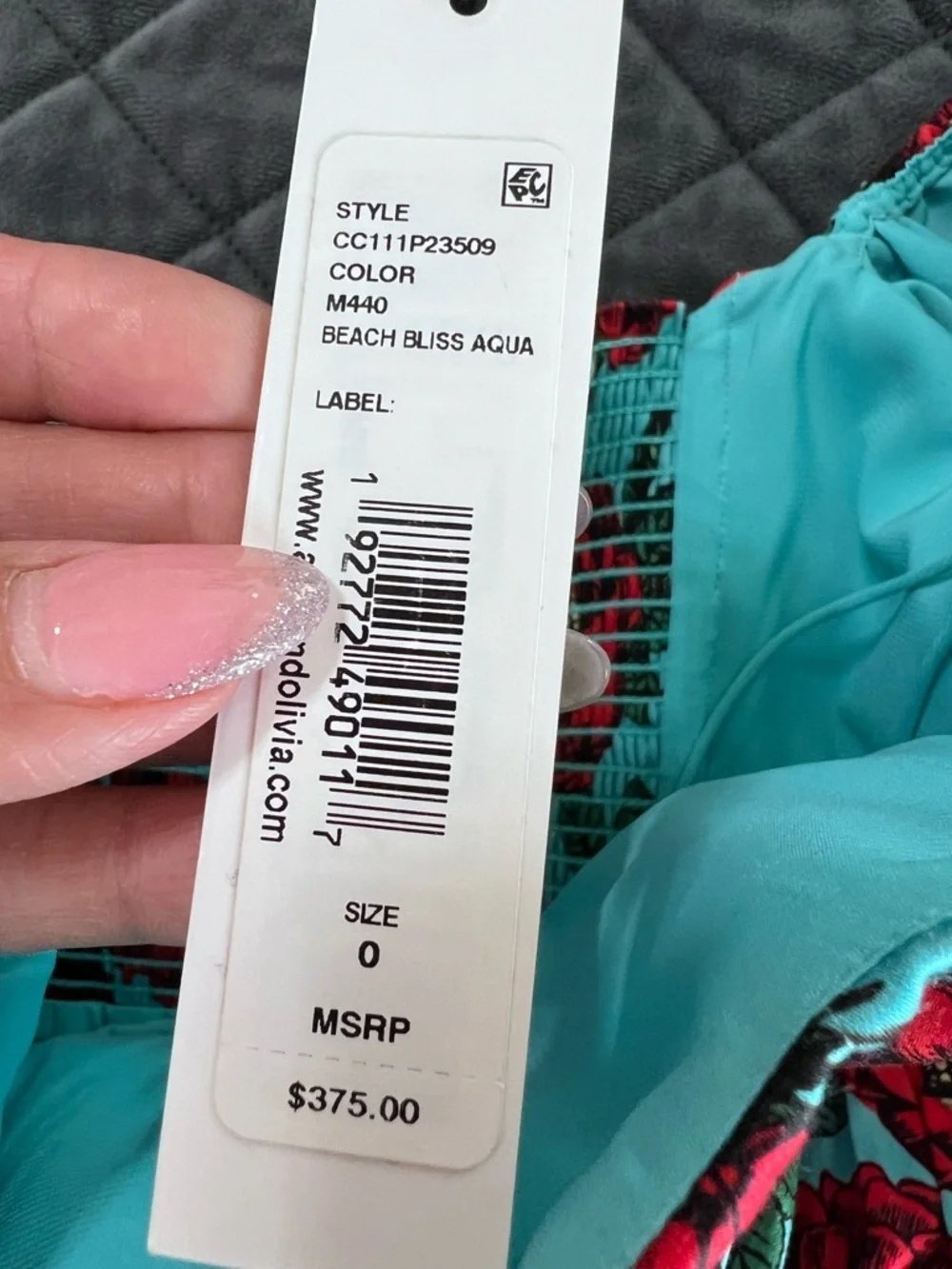 Alice + Olivia Mini Dress Woman Size 0 Beach Bliss Aqua Reyna Floral Empire B12